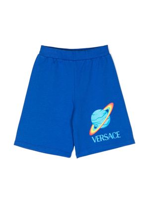 Versace Kids logo-print cotton shorts - Blue