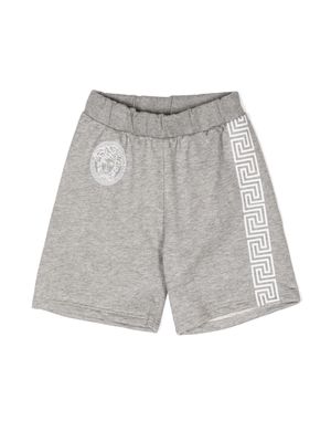 Versace Kids logo-print cotton shorts - Grey