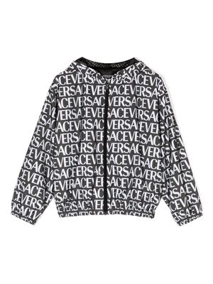 Versace Kids logo-print hooded jacket - Black