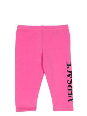 Versace Kids logo-print jersey leggings - Pink