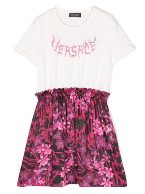 Versace Kids logo-print layered T-shirt dress - Pink