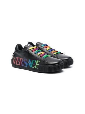 Versace Kids logo-print low-top sneakers - Black
