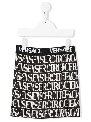 Versace Kids logo-print mini skirt - Black