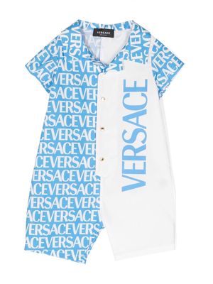 Versace Kids logo-print panelled shorties - Blue
