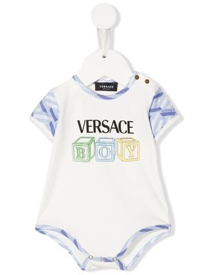 Versace Kids logo-print short-sleeve body - White