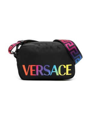 Versace Kids logo-print shoulder bag - Black