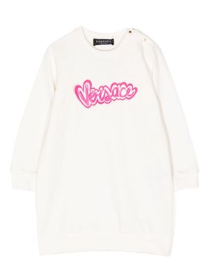 Versace Kids logo-print sweatshirt dress - White
