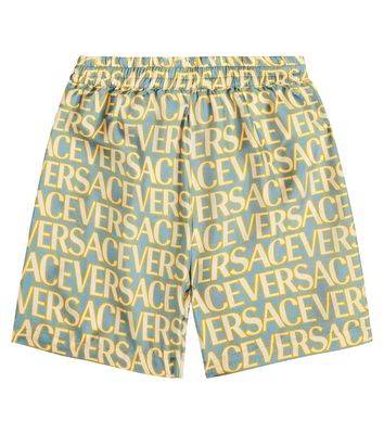 Versace Kids Logo silk twill shorts