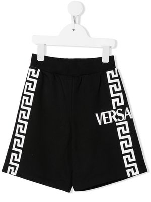 Versace Kids logo track shorts - Black