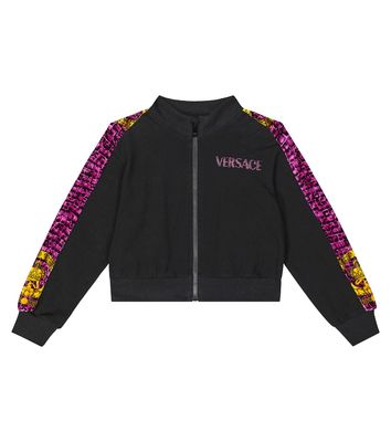 Versace Kids Logo zipped cotton-blend sweatshirt