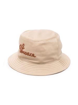 Versace Kids Marine-logo cotton bucket hat - Neutrals