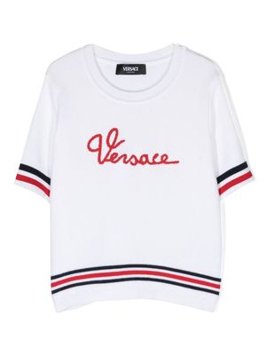 Versace Kids Marine logo-embroidered jumper - White