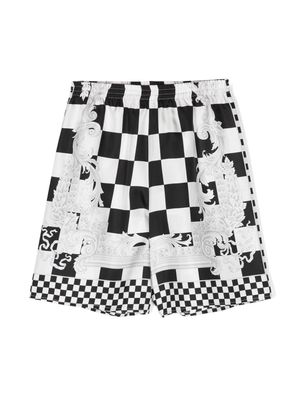 Versace Kids Medusa Contrasto-print silk shorts - Black