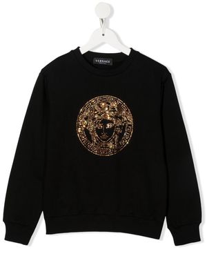 Versace Kids Medusa crystal-embellished sweatshirt - Black