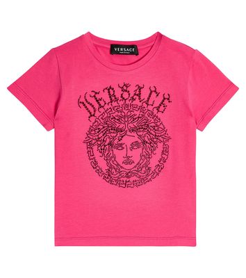 Versace Kids Medusa embellished cotton-blend T-shirt