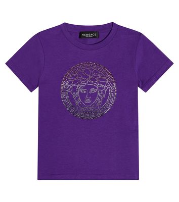 Versace Kids Medusa embellished cotton jersey T-shirt