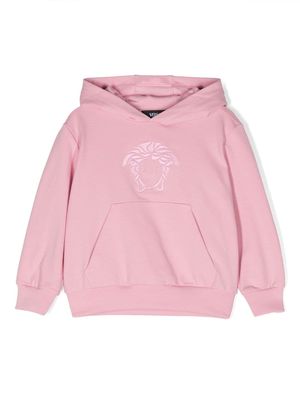 Versace Kids Medusa-embroidered cotton hoodie - Pink