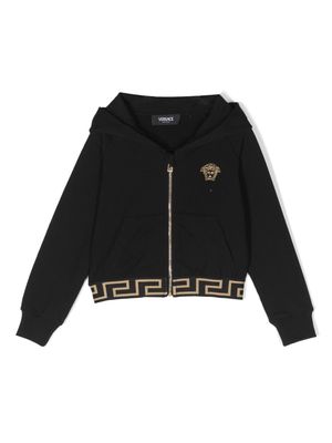 Versace Kids Medusa embroidered zip-up hoodie - Black
