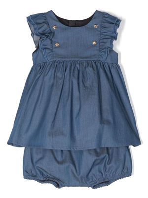 Versace Kids Medusa Head-buttons denim dress - Blue