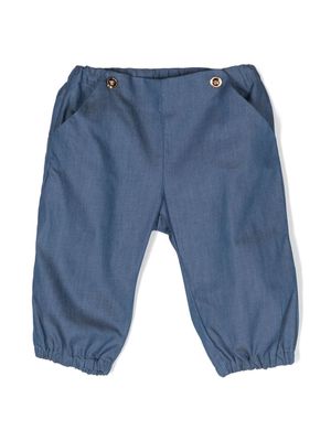 Versace Kids Medusa Head-buttons tapered trousers - Blue
