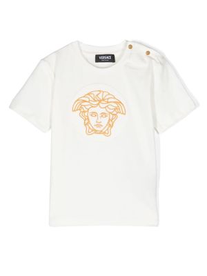 Versace Kids Medusa Head-embroidered cotton T-shirt - White