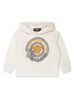 Versace Kids Medusa Head-embroidered jersey hoodie - White