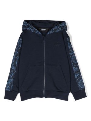 Versace Kids Medusa Head-embroidered zip-up hoodie - Blue