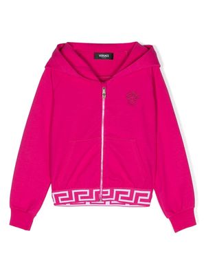 Versace Kids Medusa Head-embroidered zip-up hoodie - Pink