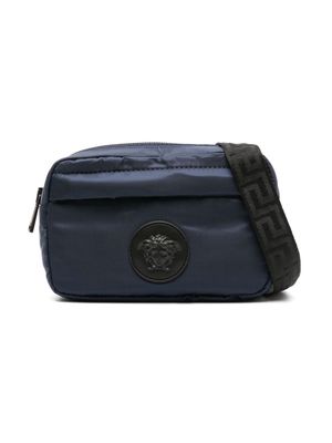 Versace Kids Medusa Head leather-trim shoulder bag - Blue