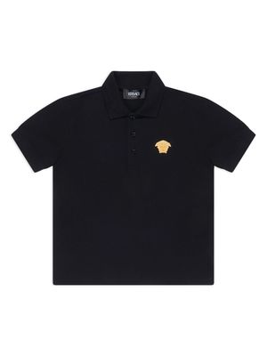 Versace Kids Medusa Head-patch polo shirt - Black