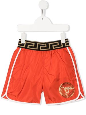 Versace Kids Medusa Head-print swim shorts - Orange