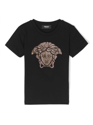 Versace Kids Medusa Head rhinestoned-embellished T-shirt - Black