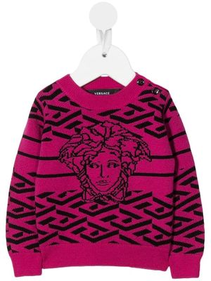 Versace Kids Medusa intarsia knit sweater - Purple