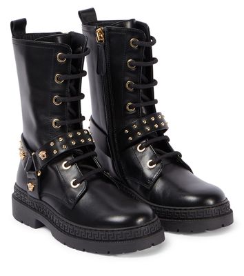 Versace Kids Medusa leather lace-up boots