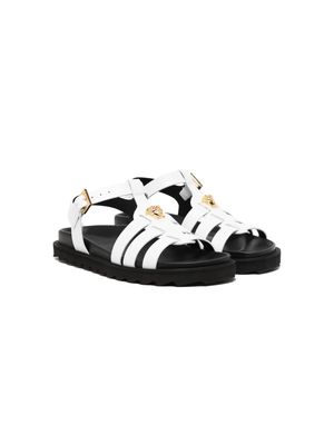 Versace Kids Medusa-plaque leather sandals - White