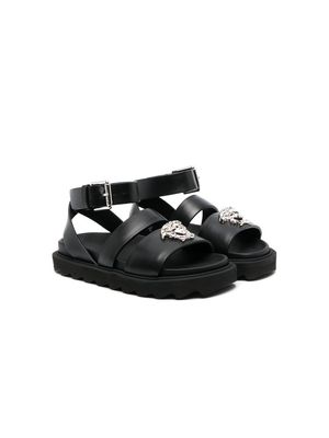 Versace Kids Medusa-plaque open-toe sandals - Black