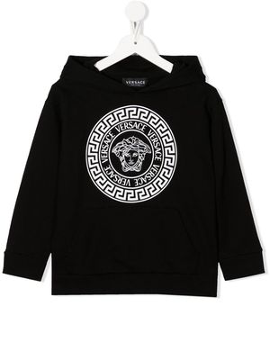 Versace Kids Medusa print cotton hoodie - Black