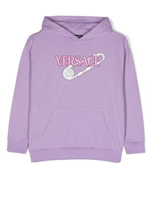 Versace Kids Medusa Safety Pin-print hoodie - Purple