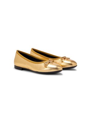 Versace Kids metallic leather ballerina shoes - Gold