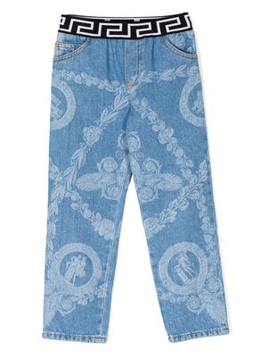 Versace Kids mid-rise straight jeans - Blue