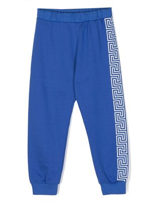 Versace Kids monogram-pattern cotton track pants - Blue