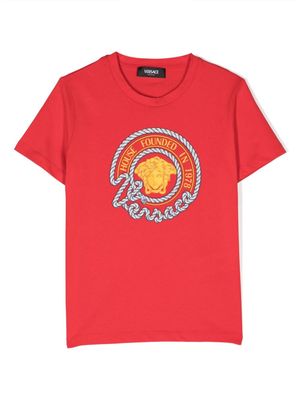 Versace Kids Nautical Medusa-print cotton T-shirt - Red
