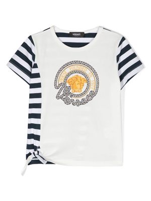 Versace Kids Nautical Medusa striped T-shirt - White