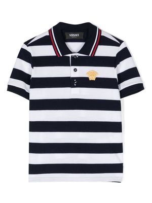 Versace Kids Nautical Stripe cotton polo shirt - Blue