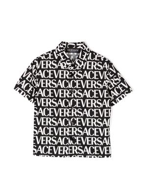 Versace Kids On Repeat logo-print shirt - Black