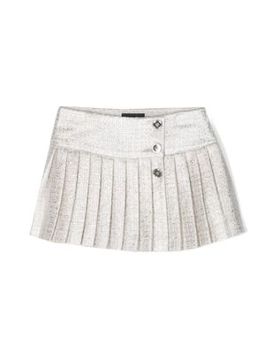 Versace Kids pleated tweed miniskirt - Silver