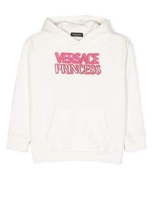 Versace Kids Princess logo-print cotton hoodie - White