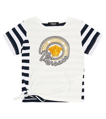 Versace Kids Printed striped cotton jersey T-shirt