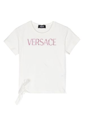 Versace Kids rhinestoned logo-embellished T-shirt - White