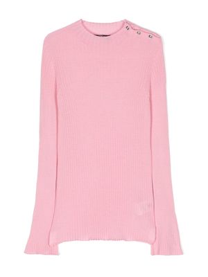 Versace Kids ribbed-knit side-button jumper - Pink
